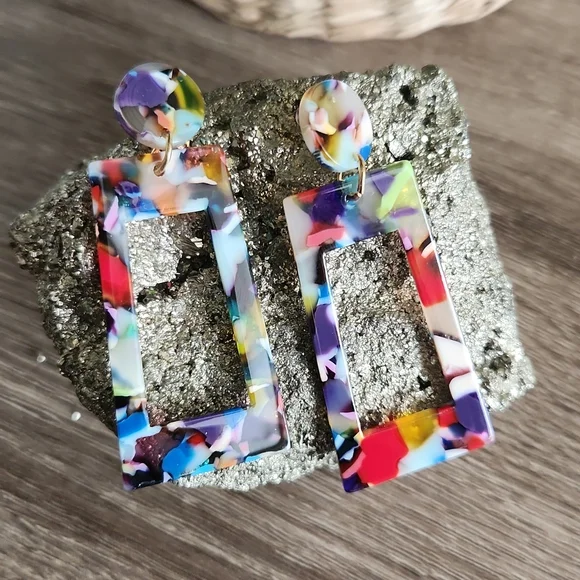 Acrylic Statement Earrings - Picture 3 of 6